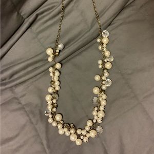 NWOT Pearl and crystal long drop necklace